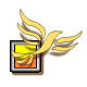 Bird flying free from computer screen